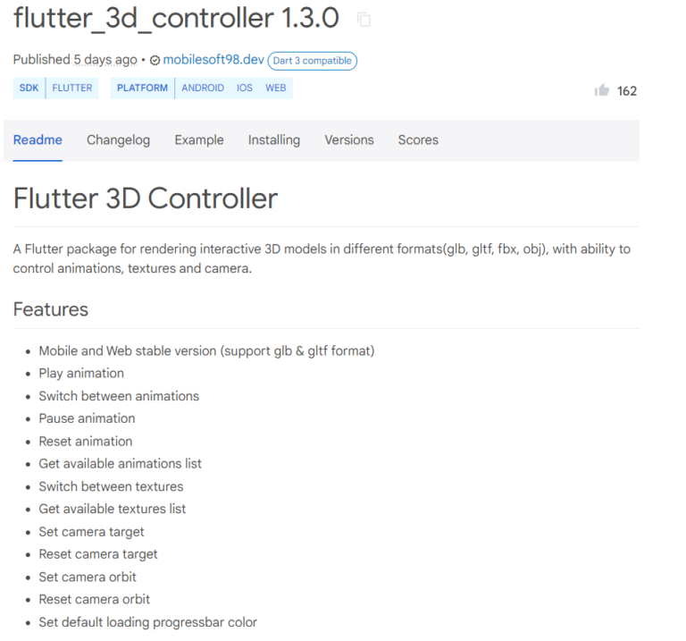 flutter_3D_controller - How 3D Model Work with top 10 Flutter 3D View Packages