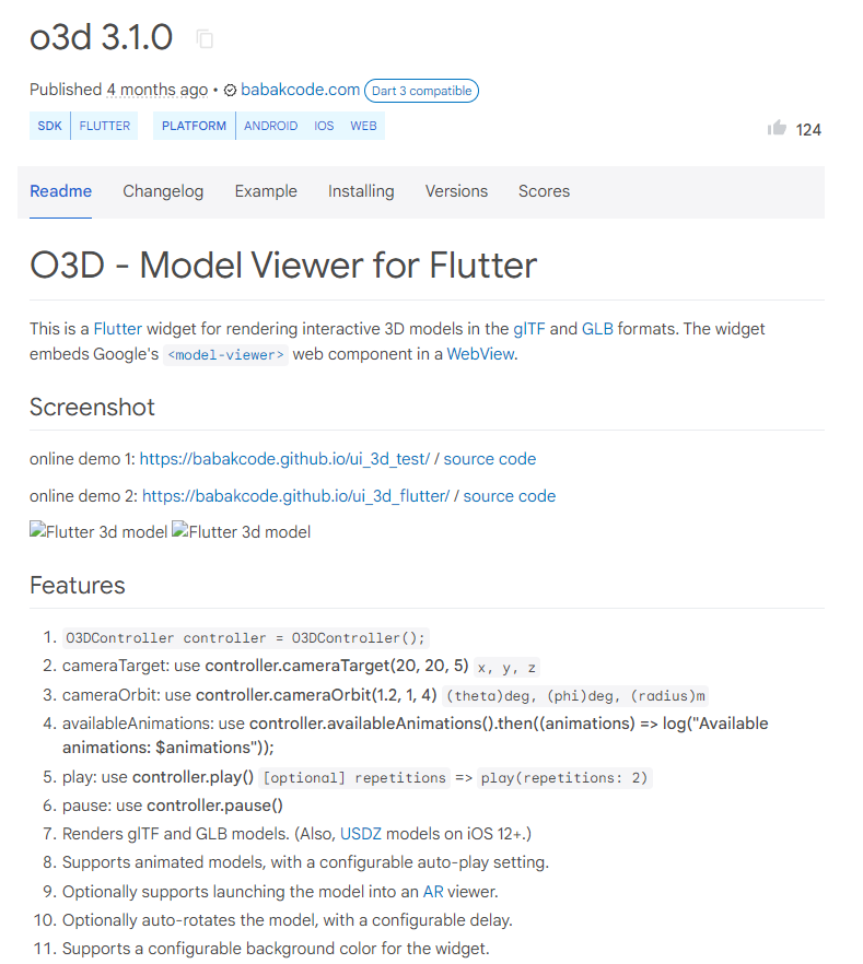 o3d - How 3D Model Work with top 6 Flutter 3D View Packages