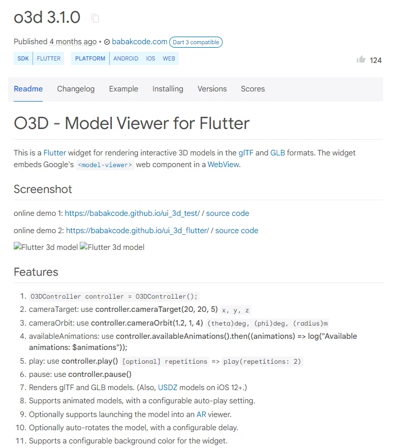 o3d - How 3D Model Work with top 6 Flutter 3D View Packages