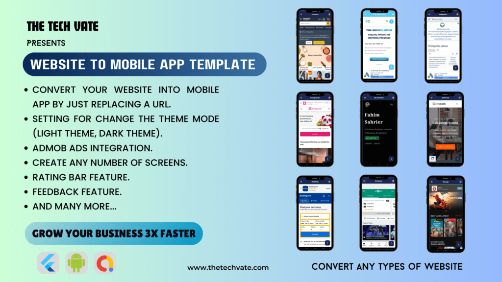 website to mobile app template