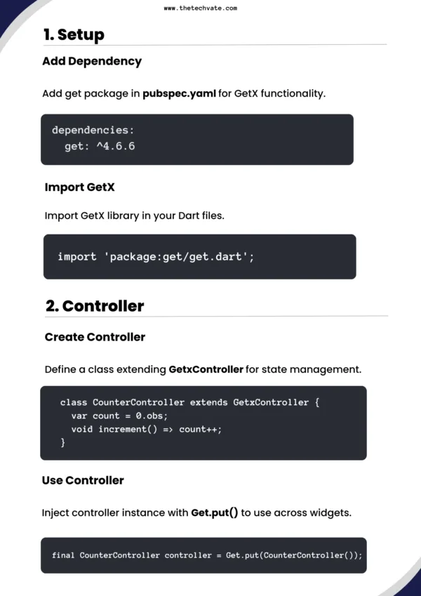 GetX State Management Cheat Sheet PDF