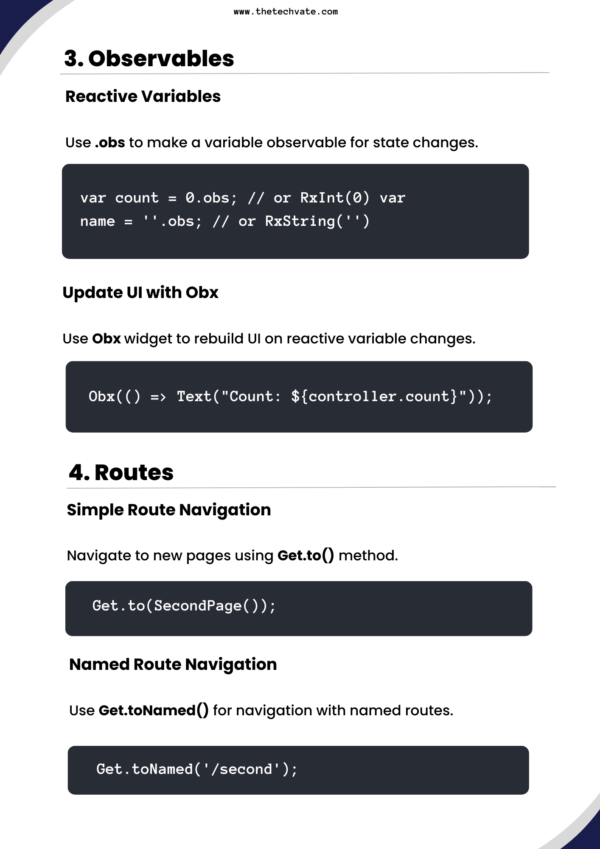 GetX State Management Cheat Sheet PDF