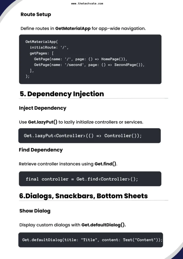 GetX State Management Cheat Sheet PDF