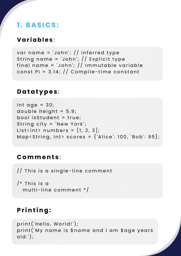 Dart Basic and Advanced CheatSheet PDF - Image 3