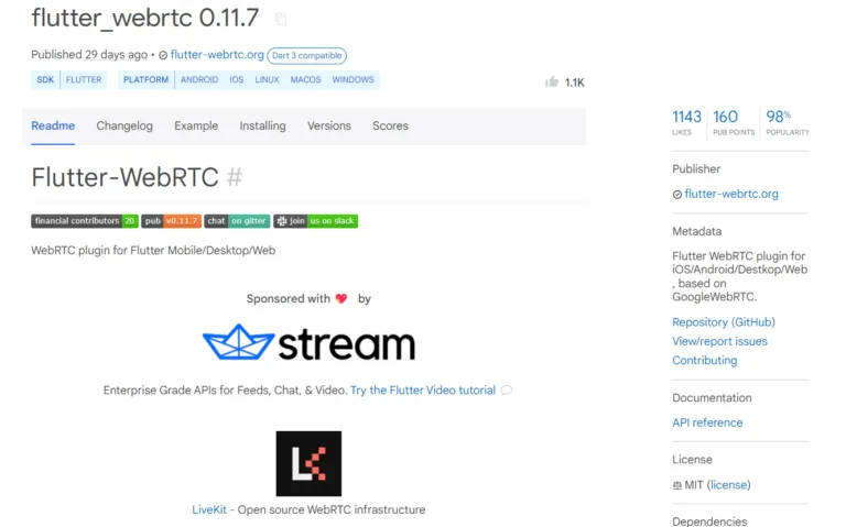 Top 10 Live Streaming and Realtime Packages in Flutter : flutter_webrtc