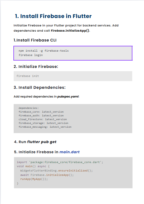 flutter firebase cheat sheet pdf